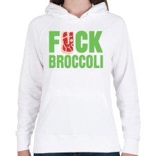 PRINTFASHION FUCK brokkoli - Női kapucnis pulóver - Fehér női pulóver, kardigán