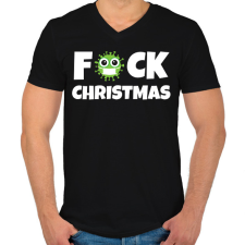 PRINTFASHION FUCK CHRISTMAS 2 - Férfi V-nyakú póló - Fekete férfi póló