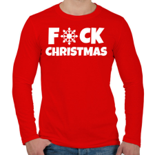 PRINTFASHION FUCK CHRISTMAS - Férfi hosszú ujjú póló - Piros férfi póló