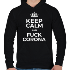 PRINTFASHION FUCK CORONA - Férfi kapucnis pulóver - Fekete férfi pulóver, kardigán