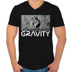 PRINTFASHION Fuck Gravity - Férfi V-nyakú póló - Fekete
