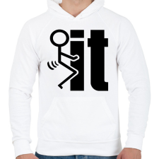 PRINTFASHION FUCK IT - Férfi kapucnis pulóver - Fehér férfi pulóver, kardigán