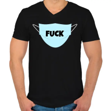 PRINTFASHION FUCK MASZK - Férfi V-nyakú póló - Fekete férfi póló