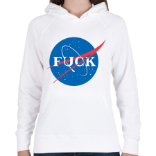 PRINTFASHION Fuck Nasa - Női kapucnis pulóver - Fehér női pulóver, kardigán
