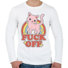 PRINTFASHION Fuck off Cica - Férfi hosszú ujjú póló - Fehér férfi póló