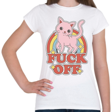 PRINTFASHION Fuck off Cica - Női póló - Fehér női póló