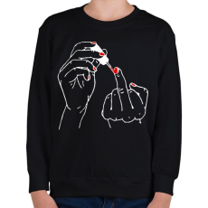 PRINTFASHION fuck off manikur - Gyerek pulóver - Fekete
