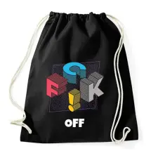 PRINTFASHION FUCK OFF - Sportzsák, Tornazsák - Fekete tornazsák