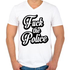PRINTFASHION fuck the police - Férfi V-nyakú póló - Fehér