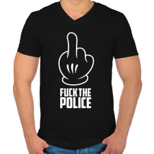 PRINTFASHION Fuck the police - Férfi V-nyakú póló - Fekete férfi póló