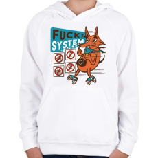PRINTFASHION Fuck The System  - Gyerek kapucnis pulóver - Fehér