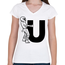 PRINTFASHION Fuck U - Női V-nyakú póló - Fehér női póló