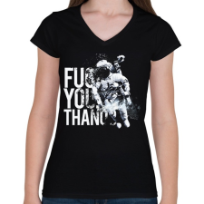 PRINTFASHION Fuck You Thanos - Női V-nyakú póló - Fekete női póló