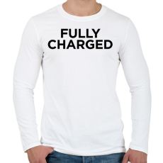 PRINTFASHION Fully Charged (Black) - Férfi hosszú ujjú póló - Fehér