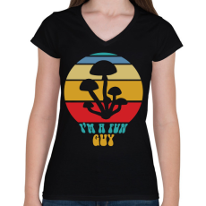 PRINTFASHION Fun guy - Gombász - Női V-nyakú póló - Fekete