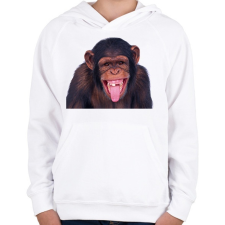 PRINTFASHION Funny Chimpanzee - Gyerek kapucnis pulóver - Fehér gyerek pulóver, kardigán