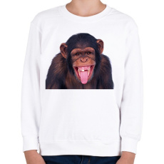 PRINTFASHION Funny Chimpanzee - Gyerek pulóver - Fehér