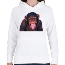 PRINTFASHION Funny Chimpanzee - Női kapucnis pulóver - Fehér