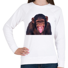 PRINTFASHION Funny Chimpanzee - Női pulóver - Fehér női pulóver, kardigán