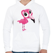 PRINTFASHION Funny Flamingo - Férfi kapucnis pulóver - Fehér férfi pulóver, kardigán