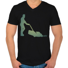 PRINTFASHION Fűnyírás - Férfi V-nyakú póló - Fekete