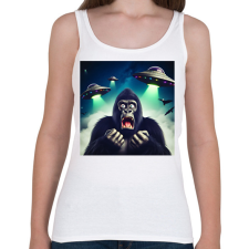 PRINTFASHION Fura cuki ijedt gorilla - Retro UFÓ invázió - Női atléta - Fehér női trikó