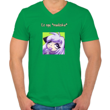 PRINTFASHION Fura ez a macska - Férfi V-nyakú póló - Zöld férfi póló