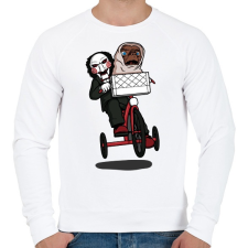 PRINTFASHION Fűrész & ET - Férfi pulóver - Fehér férfi pulóver, kardigán
