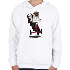 PRINTFASHION Fűrész & ET - Gyerek kapucnis pulóver - Fehér gyerek pulóver, kardigán