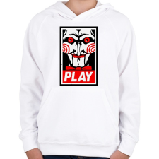PRINTFASHION Fűrész play - Gyerek kapucnis pulóver - Fehér gyerek pulóver, kardigán