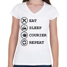 PRINTFASHION Futár élet - Női V-nyakú póló - Fehér női póló