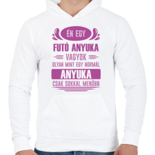 PRINTFASHION Futó anyuka - Férfi kapucnis pulóver - Fehér férfi pulóver, kardigán
