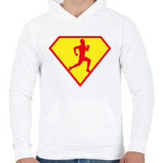 PRINTFASHION Futó hős - Férfi kapucnis pulóver - Fehér