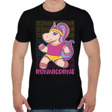 PRINTFASHION Futó unikornis - Férfi póló - Fekete férfi póló