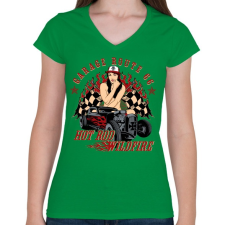 PRINTFASHION Futótűz - Női V-nyakú póló - Zöld női póló