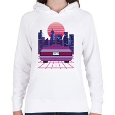 PRINTFASHION Future car - Női kapucnis pulóver - Fehér női pulóver, kardigán