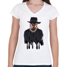 PRINTFASHION Future - Női V-nyakú póló - Fehér