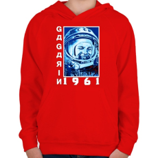 PRINTFASHION Gagarin 1961 - Gyerek kapucnis pulóver - Piros