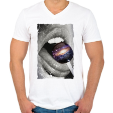 PRINTFASHION Galaktikus íz - Férfi V-nyakú póló - Fehér férfi póló