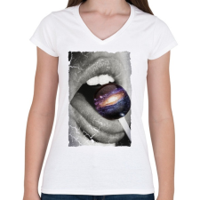 PRINTFASHION Galaktikus íz - Női V-nyakú póló - Fehér női póló