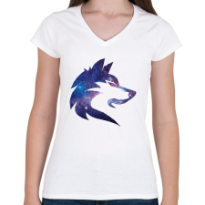 PRINTFASHION Galaxis farkas - Női V-nyakú póló - Fehér női póló