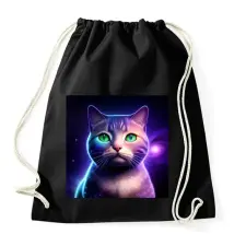 PRINTFASHION Galaxy Cat - Sportzsák, Tornazsák - Fekete tornazsák