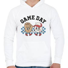 PRINTFASHION Game day - baseball - Férfi kapucnis pulóver - Fehér férfi pulóver, kardigán