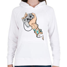 PRINTFASHION Game in hand - Női kapucnis pulóver - Fehér