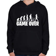 PRINTFASHION Game over evolúció fehér - Gyerek kapucnis pulóver - Fekete