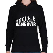 PRINTFASHION Game over evolúció fehér - Női kapucnis pulóver - Fekete női pulóver, kardigán