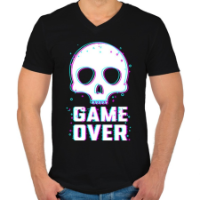 PRINTFASHION Game Over - Férfi V-nyakú póló - Fekete férfi póló