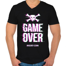 PRINTFASHION Game Over - Insert coin - Férfi V-nyakú póló - Fekete férfi póló
