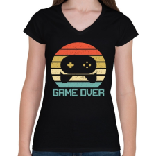 PRINTFASHION Game Over - Női V-nyakú póló - Fekete női póló