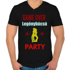 PRINTFASHION GAME OVER PARTY - Férfi V-nyakú póló - Fekete férfi póló